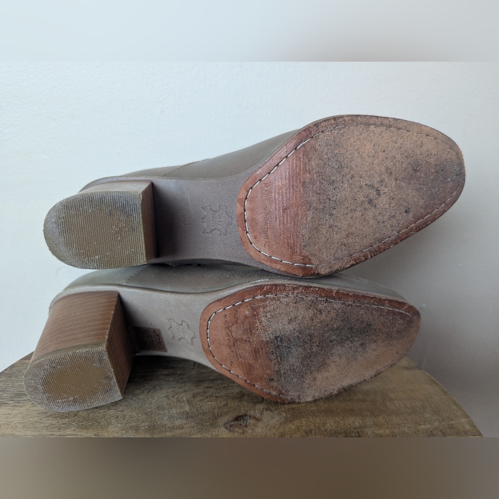 Whistles Leather Peep Strap Ankle Boots/Booties, Gray Brown/Beige (SIZE 38/7 - Picture 9 of 12